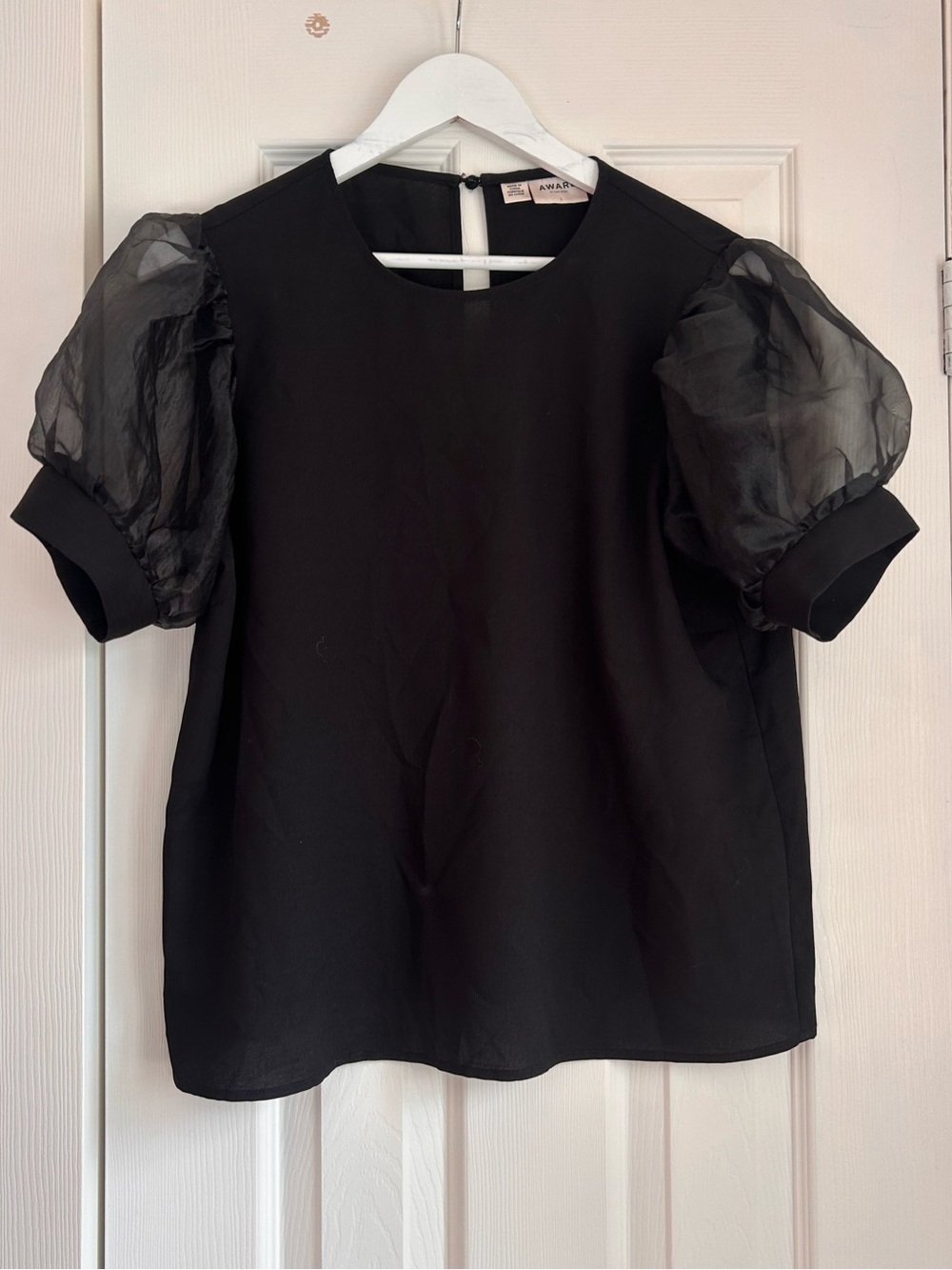 Black Puff Sleeve Women's Top